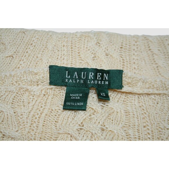 Ralph Lauren Womens XS 100% Linen Cable Knit Sweater Classic Heritage Coastal - Picture 2 of 7